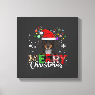 Dachshund Santa Dog Merry Christmas Oversized T-Sh Canvas Print