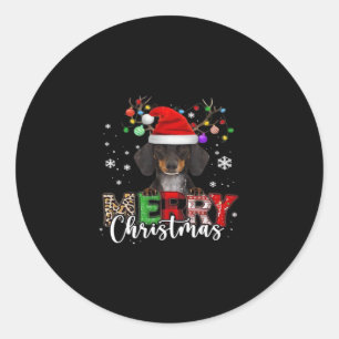 Dachshund Santa Dog Merry Christmas Oversized T-Sh Classic Round Sticker