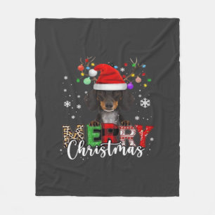 Dachshund Santa Dog Merry Christmas Oversized T-Sh Fleece Blanket