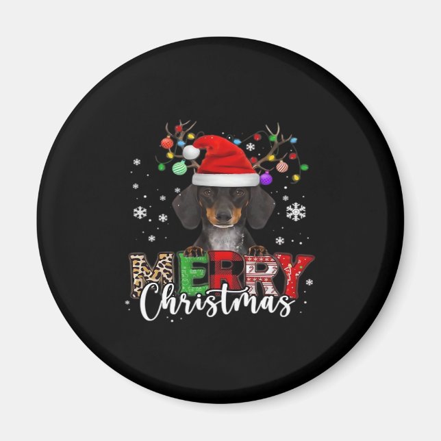 Dachshund Santa Dog Merry Christmas Oversized T-Sh Magnet (Front)