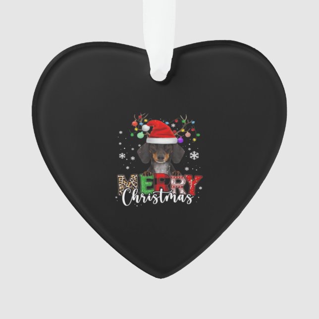 Dachshund Santa Dog Merry Christmas Oversized T-Sh Ornament (Front)