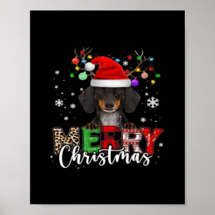 Dachshund Santa Dog Merry Christmas Oversized T-Sh Poster