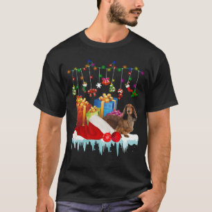 Dachshund Santa Hat Christmas Lights  Box T-Shirt