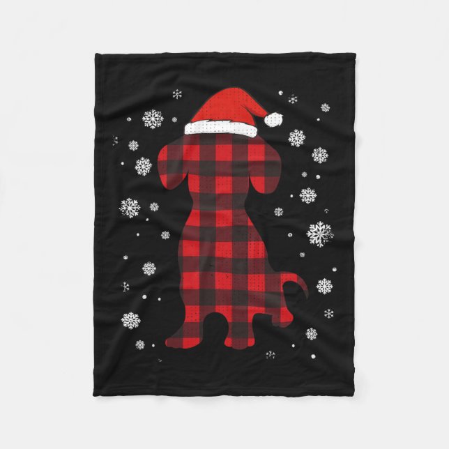 Dachshund Santa Hat Dog Lover Christmas  Fleece Blanket (Front)