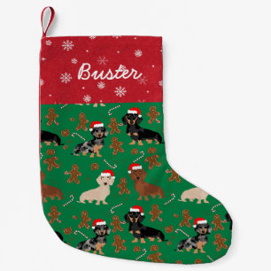 Dachshund Santa Hats Gingerbread Christmas Custom Small Christmas Stocking