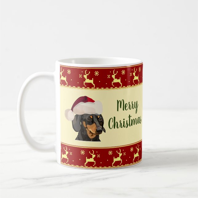 Dachshund Santa Merry Christmas Coffee Mug (Left)