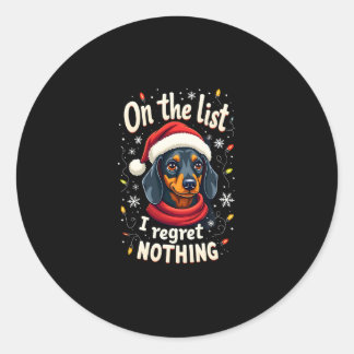 Dachshund Santa On The Naughty List Dachshund Chri Classic Round Sticker