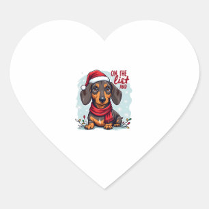 Dachshund Santa On The Naughty List Dachshund Chri Heart Sticker