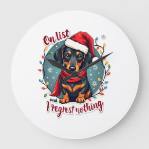 Dachshund Santa On The Naughty List Dachshund Chri Large Clock