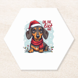 Dachshund Santa On The Naughty List Dachshund Chri Paper Coaster