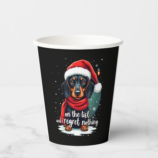 Dachshund Santa On The Naughty List Dachshund Chri Paper Cups (Front)