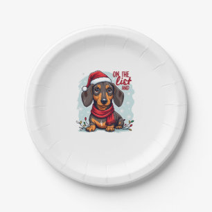 Dachshund Santa On The Naughty List Dachshund Chri Paper Plate