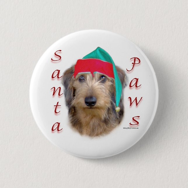 Dachshund Santa Paws 6 Cm Round Badge (Front)