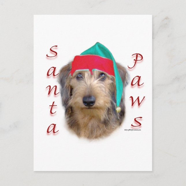 Dachshund Santa Paws Holiday Postcard (Front)