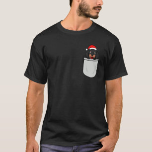 Dachshund Santa Pocket Cute Funny Dog Mum Dad Chri T-Shirt