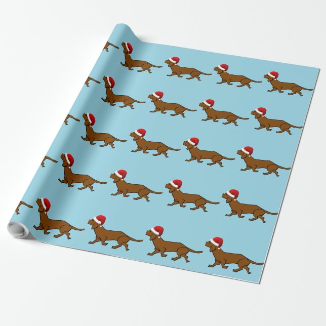 Dachshund Santa Wrapping Paper (Unrolled)