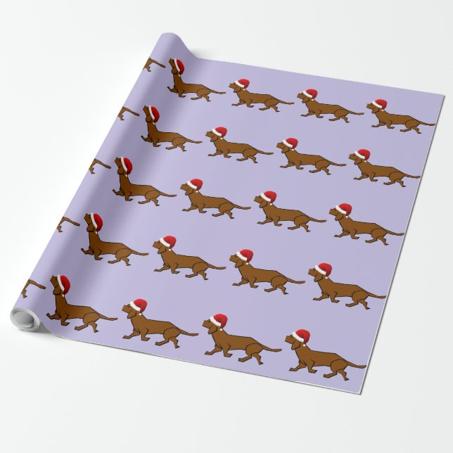 Dachshund Santa Wrapping Paper (Unrolled)