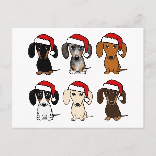 Dachshund Santas Christmas Pet Dog Holiday Custom Postcard (Front)