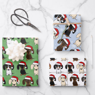 Dachshund Santas Cute Dogs Christmas Wrapping Paper Sheet