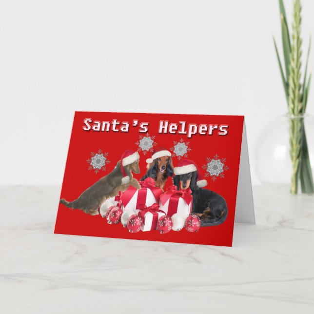 Dachshund Santa's Helper Cards (Front)
