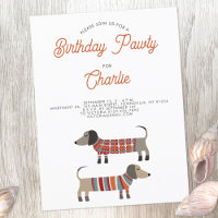 Dachshund Sausage Dog Birthday Pawty Invitation