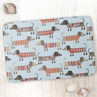 Dachshund Sausage Dog Blue Bath Mat