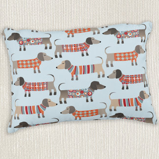 Dachshund Sausage Dog Blue Decorative Cushion