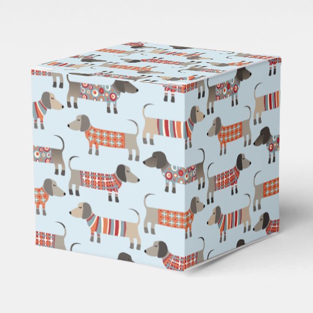 Dachshund Sausage Dog Blue Favour Box (Front Side)