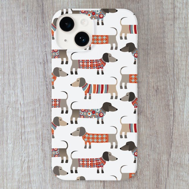 Dachshund Sausage Dog Case-Mate iPhone Case (Fun Dachshund wiener sausage dog pattern cell phone case for animal lovers.)