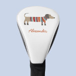 Dachshund Sausage Dog Custom Name Golf Head Cover<br><div class="desc">Cute little Dachshund sausage or wiener dog in woolly knitwear. Perfect for golfing dog lovers.
Change the name to personalize.</div>