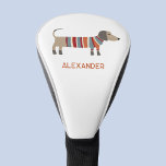 Dachshund Sausage Dog Custom Name Personalised Golf Head Cover<br><div class="desc">Cute little Dachshund sausage or wiener dog in woolly knitwear. Perfect for golfing dog lovers.  Change the name to personalise. Original art by Nic Squirrell.</div>