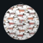 Dachshund Sausage Dog Dartboard<br><div class="desc">Cute little Dachshund sausage or wiener dogs in woolly knitwear. Perfect for dog lovers and dog walkers.</div>