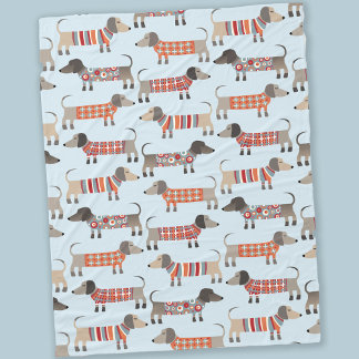 Dachshund Sausage Dog Fleece Blanket