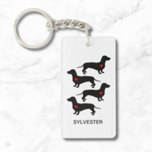 Dachshund Sausage Dog Heart Monogram Name    Key Ring