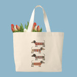 Dachshund Sausage Dog Large Tote Bag<br><div class="desc">Fun little Dachshund sausage or wiener dogs in woolly knitwear. Perfect for dog lovers.  Original art by Nic Squirrell.</div>