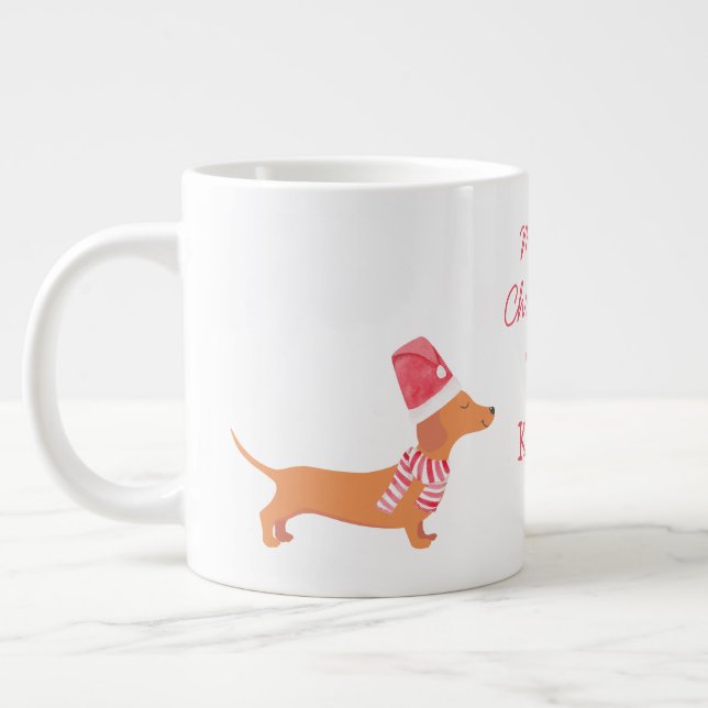 Dachshund sausage dog lover gift Christmas Large Coffee Mug (Left)
