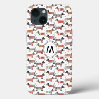 Dachshund Sausage Dog Monogram Case-Mate iPhone Ca