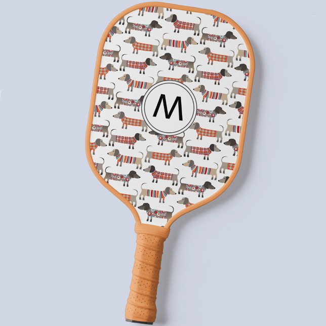 Dachshund Sausage Dog Monogram Pickleball Paddle (Dachshund Sausage dog monogram pickleball paddle)