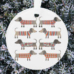Dachshund Sausage Dog Ornament<br><div class="desc">Cute little Dachshund sausage or wiener dogs in woolly knitwear. Perfect for dog lovers and dog walkers.</div>
