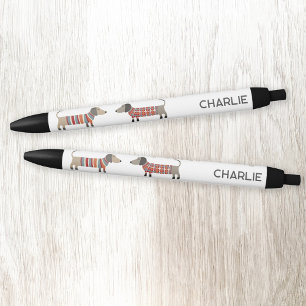 Dachshund Sausage Dog Personalised Black Ink Pen