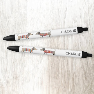 Dachshund Sausage Dog Personalised Black Ink Pen
