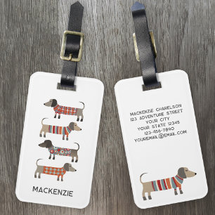 Dachshund Sausage Dog Personalised Luggage Tag