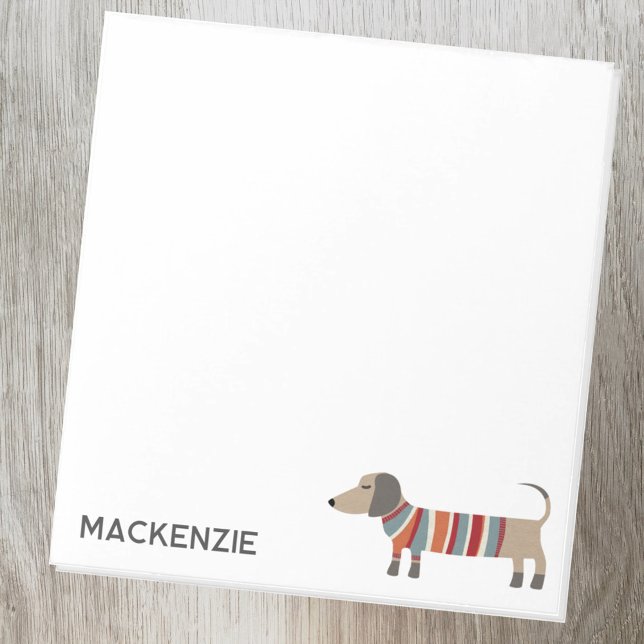Dachshund Sausage Dog Personalised Notepad (Fun Dachshund Wiener Sausage Dog personalized notepad for animal lovers)