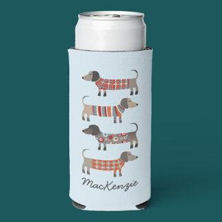 Dachshund Sausage Dog Personalised Seltzer Can Cooler