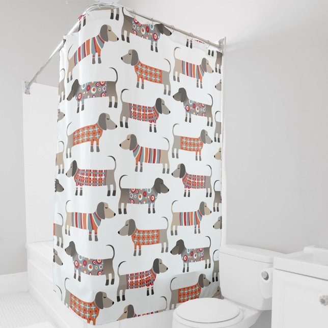 Dachshund Sausage Dog Shower Curtain (Dachshund Wiener Sausage Dog fun shower curtain)
