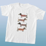 Dachshund Sausage Dog T-Shirt<br><div class="desc">Cute little Dachshund sausage or wiener dogs in woolly knitwear. Perfect for dog lovers and dog walkers.</div>