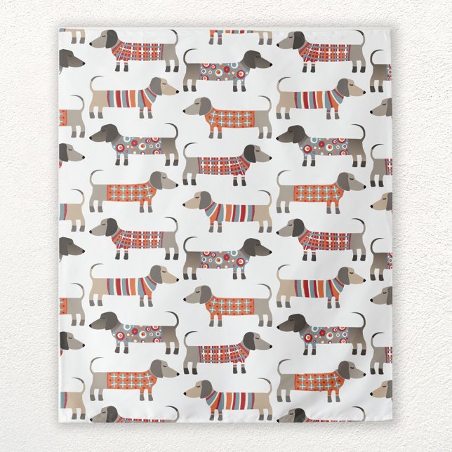 Dachshund Sausage Dog Tapestry (Dachshund Wiener Sausage Dog fun trendy tapestry)