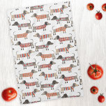 Dachshund Sausage Dog Tea Towel<br><div class="desc">Cute little Dachshund sausage or wiener dogs in woolly knitwear. Perfect for dog lovers and dog walkers.</div>