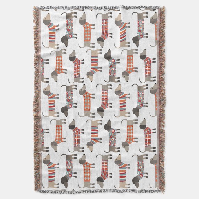 Dachshund Sausage Dog Throw Blanket (Front Vertical)