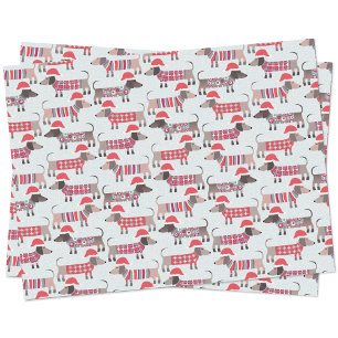 Dachshund Sausage Dogs in Christmas Hats and Knits Tissue Paper